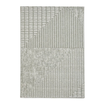 Catherine Lansfield Larsson Modern Abstract Durable Easy-Care Carved High Density Polyproplyene Light Sage Green/Cream Rug-Think Rugs-Rug Love - The Most Loved Rug Store